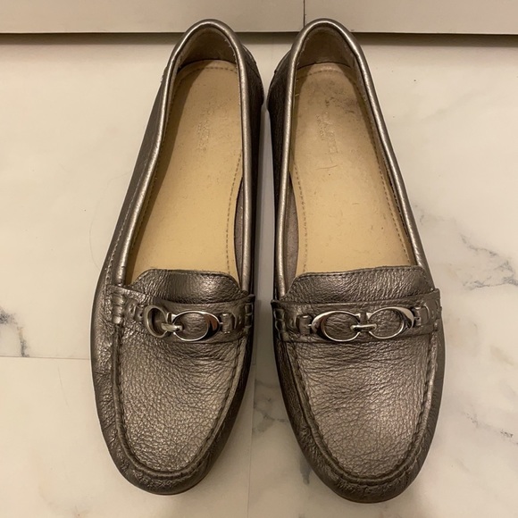 Coach Fortunata Moccasin Slip-on Shoes in Silver Gray - Picture 2 of 9